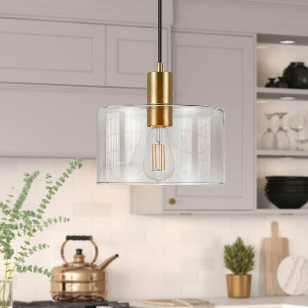 Henn & Hart Henri Brass & Clear Glass Pendant PD0096